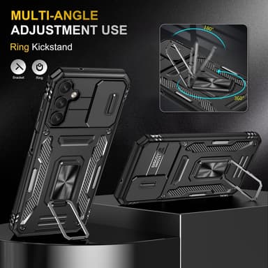 SKALO Samsung A15 4G Armor hybridi metallirengas kameran liukusäädin - Musta