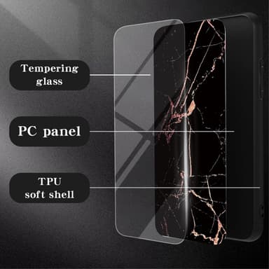 SKALO Xiaomi Redmi Note 13 5G Marmori karkaistu lasi TPU-suojakuori - #1