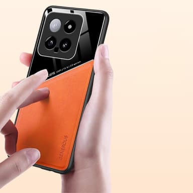 SKALO Xiaomi 14 5G The-V PU Nahka Hybrid Kuori - Oranssi