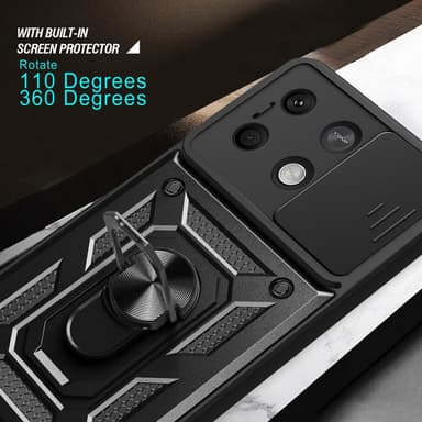 SKALO Xiaomi Redmi Note 13 5G Armor Kortinpidin Kameran Suojakuori- Musta