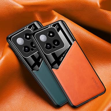 SKALO Xiaomi 14 5G The-V PU Nahka Hybrid Kuori - Oranssi
