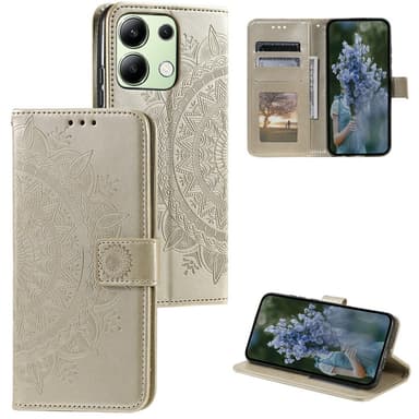 SKALO Xiaomi Redmi Note 13 4G Mandala lompakkokotelo - Kulta