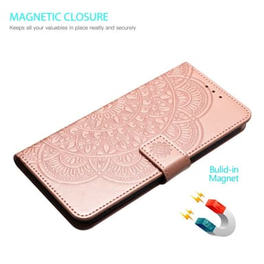 SKALO Xiaomi Redmi Note 13 Pro 5G Mandala lompakkokotelo - Ruusukulta