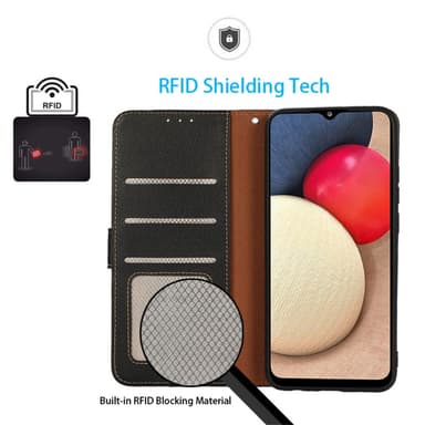 SKALO Asus ROG Phone 8 5G KHAZNEH Litchi Lompakkokotelo PU-nahasta - Musta