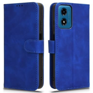 SKALO Motorola Moto G04 Matt PU Nahka lompakkokotelo - Sininen