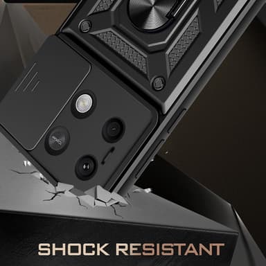 SKALO Xiaomi Redmi Note 13 5G Armor Kortinpidin Kameran Suojakuori- Musta