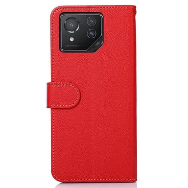 SKALO Asus ROG Phone 8 5G KHAZNEH Litchi Lompakkokotelo PU-nahasta - Punainen