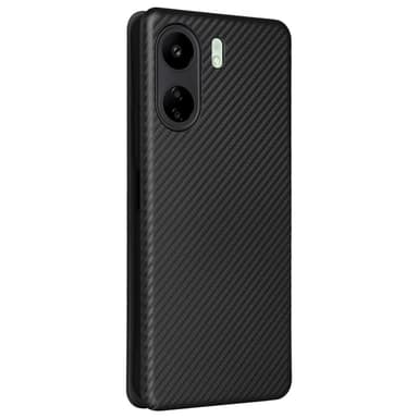 SKALO Xiaomi Redmi 13C 4G Carbon Fiber Lompakkokotelo - Musta
