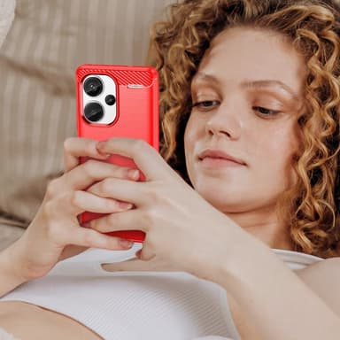 SKALO Xiaomi Redmi Note 13 Pro+ Armor Carbon Iskunkestävä TPU suojakuori - Punainen