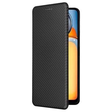 SKALO Xiaomi Redmi 13C 4G Carbon Fiber Lompakkokotelo - Musta