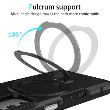 SKALO Samsung A15 4G Armor Hybridi metallirengas kuori - Musta