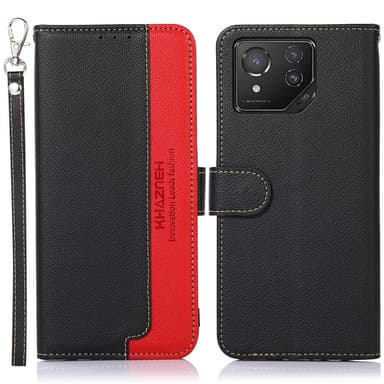 SKALO Asus ROG Phone 8 5G KHAZNEH Litchi Lompakkokotelo PU-nahasta - Musta