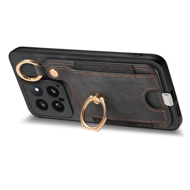 SKALO Xiaomi 14 5G PU-nahkainen Suojakuori Lompakolla - Musta