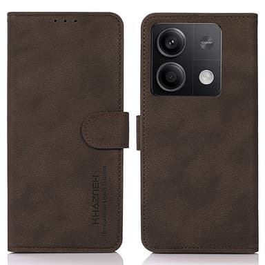 SKALO Xiaomi Redmi Note 13 5G KHAZNEH Lompakkokotelo PU-nahasta - Ruskea