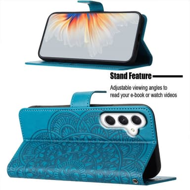 SKALO Samsung A15 5G Mandala lompakkokotelo - Sininen