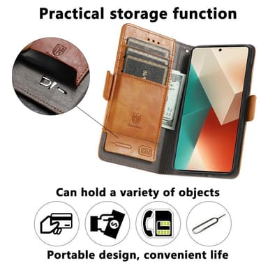 SKALO Xiaomi Redmi Note 13 5G CASENEO 002 Series Premium PU-nahkalompakko - Musta