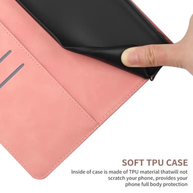 SKALO Motorola Moto G04 Kohokuvioitu PU Nahka Lompakkokotelo - Pinkki