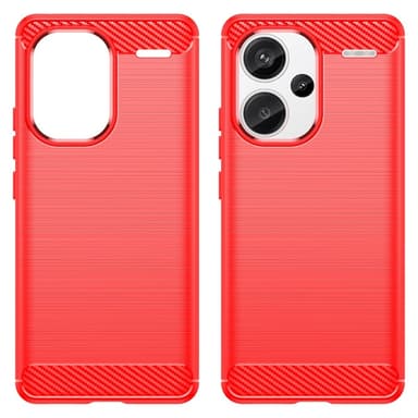 SKALO Xiaomi Redmi Note 13 Pro+ Armor Carbon Iskunkestävä TPU suojakuori - Punainen
