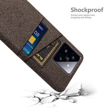 SKALO Xiaomi 14 5G Kortinhaltija kuori kankaasta - Ruskea