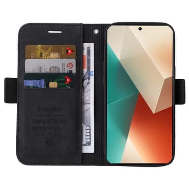 SKALO Xiaomi Redmi Note 13 5G BETOPNICE 001 Lompakkokotelo PU-nahkaa - Musta