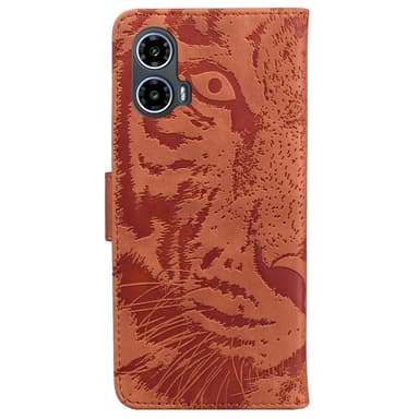 SKALO Motorola Moto G04 Kohokuvioitu tiikerilompakko - Ruskea