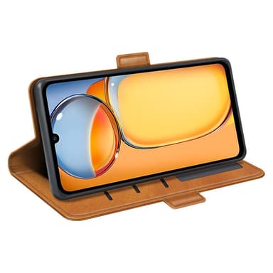 SKALO Xiaomi Redmi 13C 4G Premium Wallet Lompakkokotelo - Vaaleanruskea