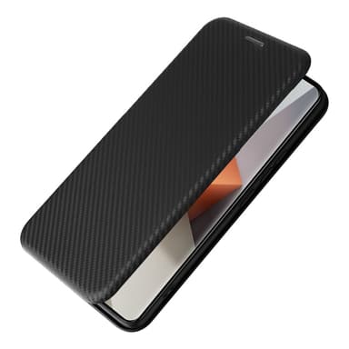 SKALO Xiaomi Redmi Note 13 Pro+ Carbon Fiber Lompakkokotelo - Musta