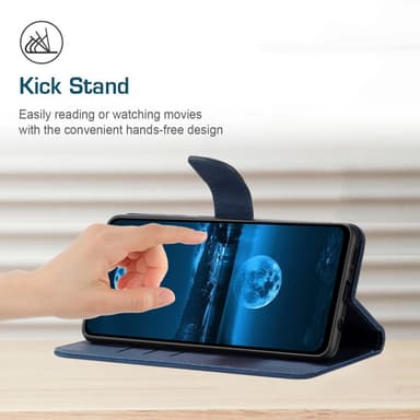 SKALO Motorola Moto G04 Kohokuvioitu PU Nahka Lompakkokotelo - Sininen