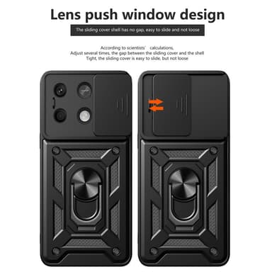 SKALO Xiaomi Redmi Note 13 5G Armor Kortinpidin Kameran Suojakuori- Musta