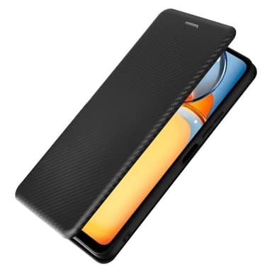 SKALO Xiaomi Redmi 13C 4G Carbon Fiber Lompakkokotelo - Musta