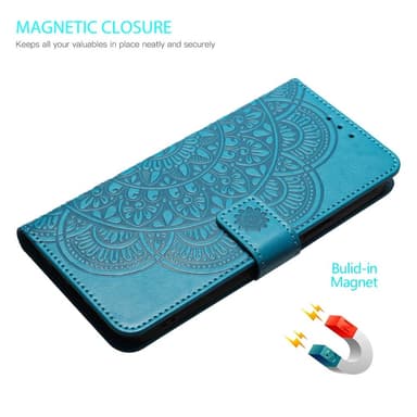SKALO Xiaomi Redmi Note 13 Pro+ Mandala lompakkokotelo - Sininen