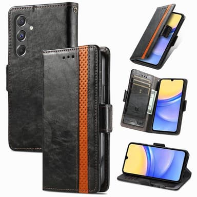 SKALO Samsung A15 4G CASENEO 002 Series Premium PU-nahkalompakko - Musta