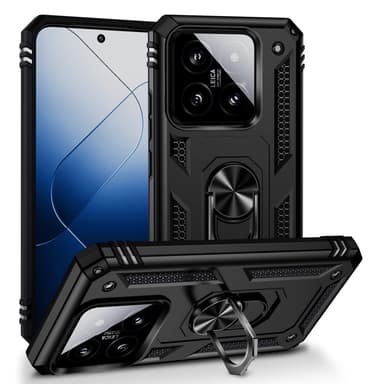 SKALO Xiaomi 14 5G Armor Hybridi metallirengas kuori - Musta