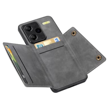 SKALO Xiaomi Redmi Note 13 Pro+ PU-nahkainen Korttikotelo - Harmaa