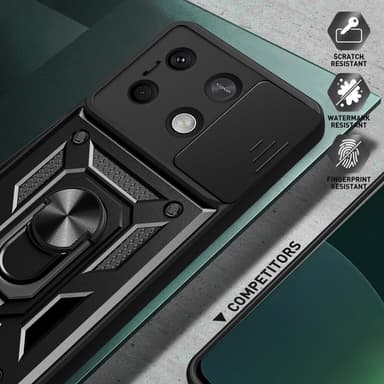 SKALO Xiaomi Redmi Note 13 5G Armor Kortinpidin Kameran Suojakuori- Musta