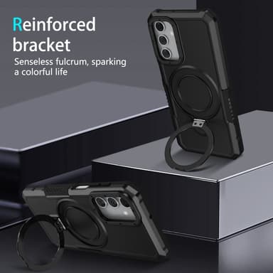SKALO Samsung A15 4G Armor Hybridi metallirengas kuori - Musta