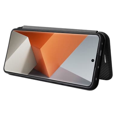 SKALO Xiaomi Redmi Note 13 Pro+ Carbon Fiber Lompakkokotelo - Musta
