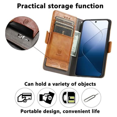 SKALO Xiaomi 14 5G CASENEO 002 Series Premium PU-nahkalompakko - Musta