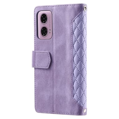 SKALO Motorola Moto G04 Iso Tikattu Lompakkokotelo - Violetti