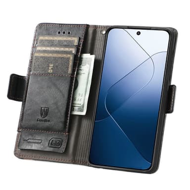 SKALO Xiaomi 14 5G CASENEO 002 Series Premium PU-nahkalompakko - Musta