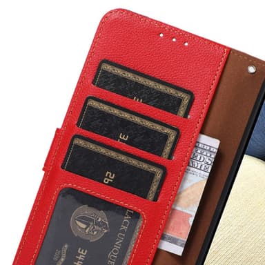 SKALO Asus ROG Phone 8 5G KHAZNEH Litchi Lompakkokotelo PU-nahasta - Punainen