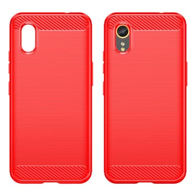 SKALO Samsung Xcover 7 Armor Carbon Iskunkestävä TPU suojakuori - Punainen