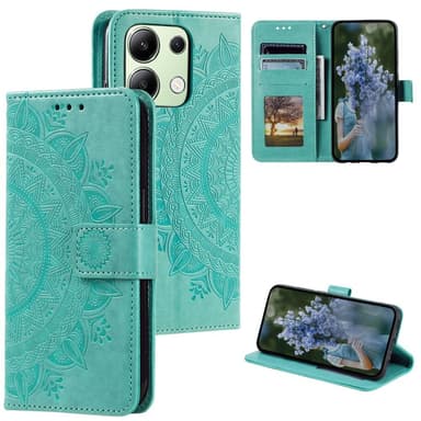 SKALO Xiaomi Redmi Note 13 4G Mandala lompakkokotelo - Turkoosi