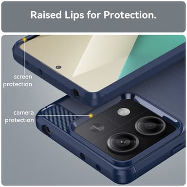 SKALO Xiaomi Redmi Note 13 5G Armor Carbon Iskunkestävä TPU suojakuori - Sininen