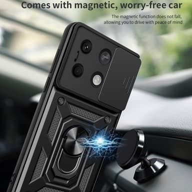 SKALO Xiaomi Redmi Note 13 5G Armor Kortinpidin Kameran Suojakuori- Musta