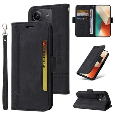 SKALO Xiaomi Redmi Note 13 5G BETOPNICE 001 Lompakkokotelo PU-nahkaa - Musta
