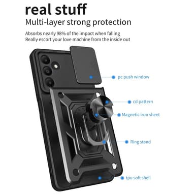 SKALO Samsung A15 5G Armor hybridi metallirengas kameran liukusäädin - Kulta
