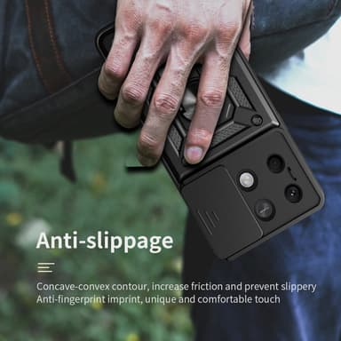SKALO Xiaomi Redmi Note 13 5G Armor Kortinpidin Kameran Suojakuori- Musta