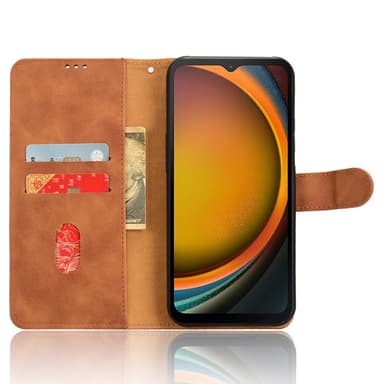 SKALO Samsung Xcover 7 Matt PU Nahka lompakkokotelo - Ruskea