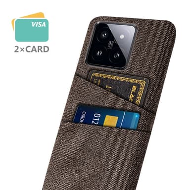 SKALO Xiaomi 14 5G Kortinhaltija kuori kankaasta - Ruskea